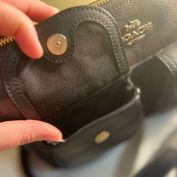 COACH Pennie Signature Canvas Women's Crossbody Bag with Coin Case - Brown/Black - Picture 12 of 15